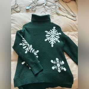 Green snowflake sweater